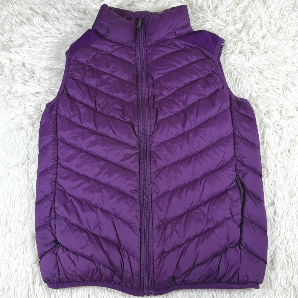 Pure Down Women's Purple Quilted Puffer Vest Size Small Duck Down Fill Full Zip